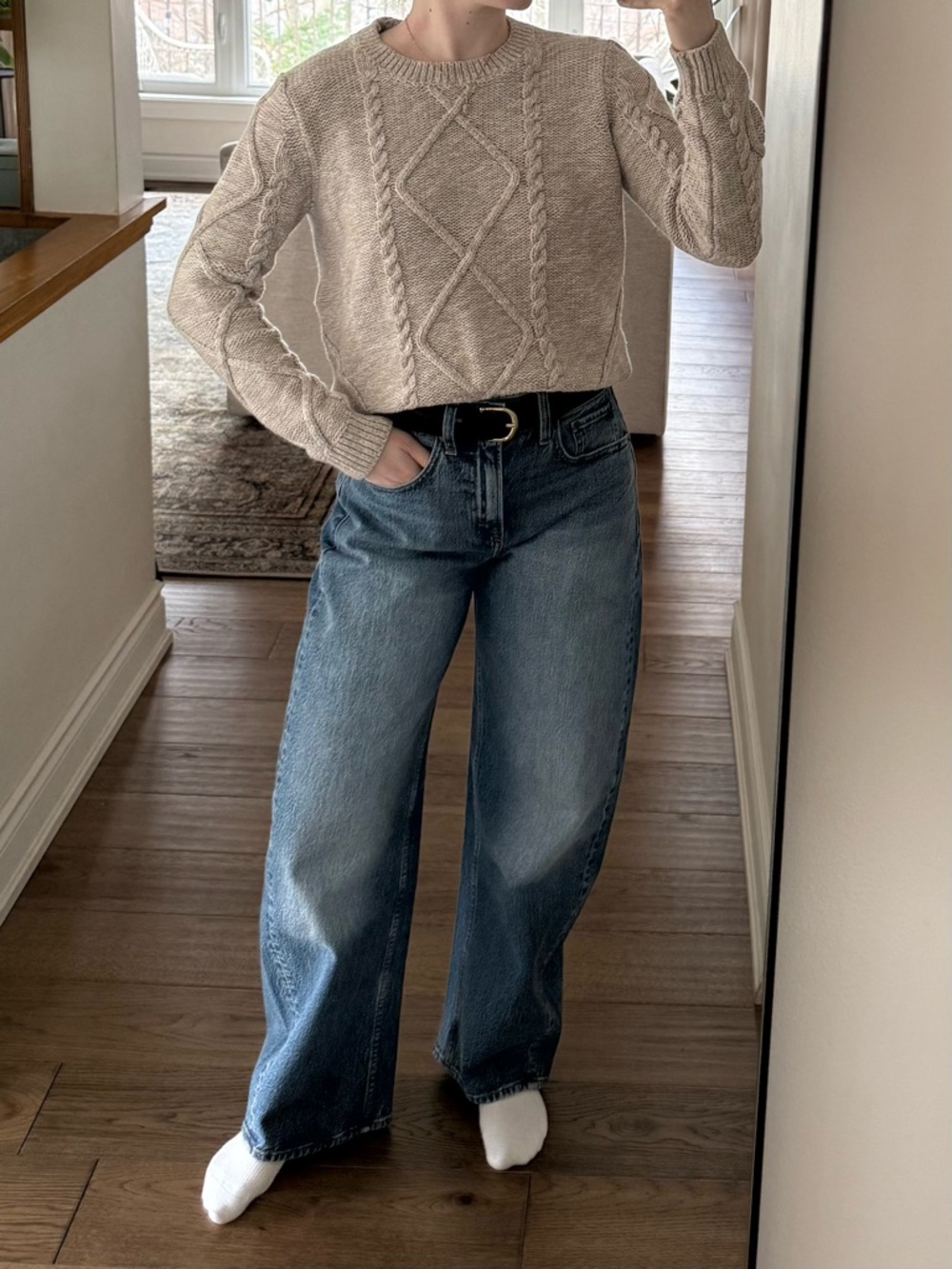 100% cotton cable knit sweater